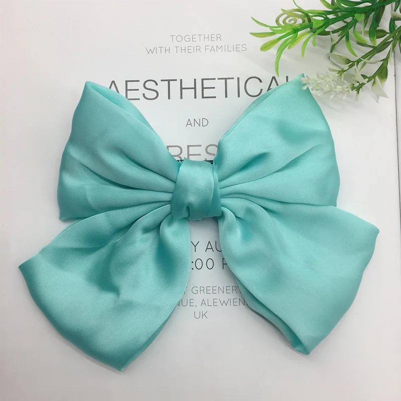 Light blue Модные ленты, заколки для волос, большой бант, Шпилька для женщин и девочек, атласная трендовая женская заколка для волос, новые милые заколки, аксессуары для волос - Цвет: Light blue