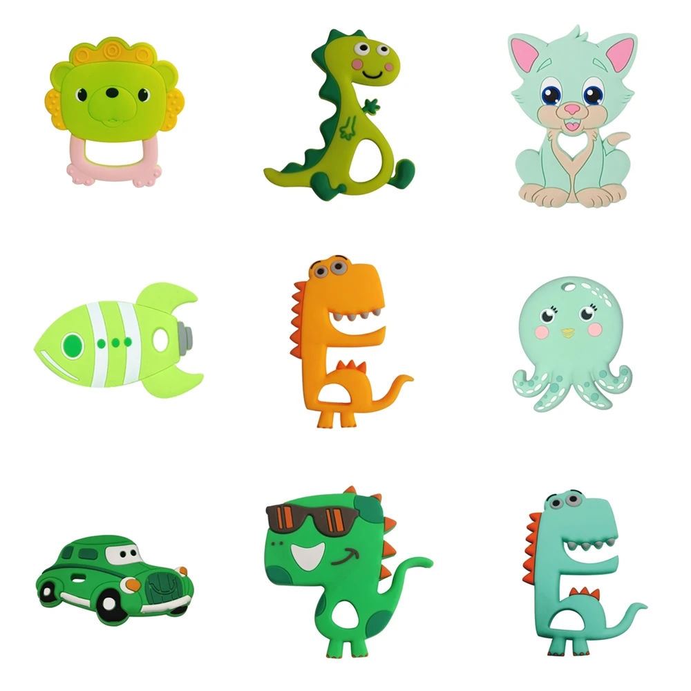 

BPA Free Animal Silicone Teethers 1pc Baby Teething Necklace Food Grade Silicone Cartoon Nursing Tiny Rod Baby Toys