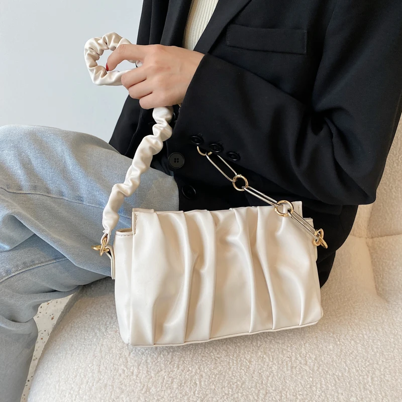 

Designer Soft Leather Crossbody Bags for Women 2021 Simple Fashion Luxury Big Chain Shoulder Handbags Evening Clutch