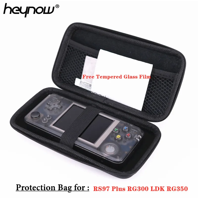 Защитная сумка HEYNOW для RG350 Ретро игровой консоли RG300 RS97 Plus KIII LDK PocketGo игровой плеер, бесплатное закаленное стекло для RS97