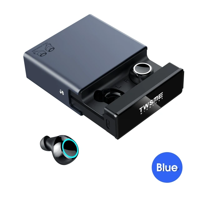 Votoon TWS настоящие беспроводные наушники Bluetooth V5.0, наушники, Спортивная гарнитура, наушники с управлением ии, 2500 мА/ч, светодиодный, умный внешний аккумулятор - Цвет: Blue