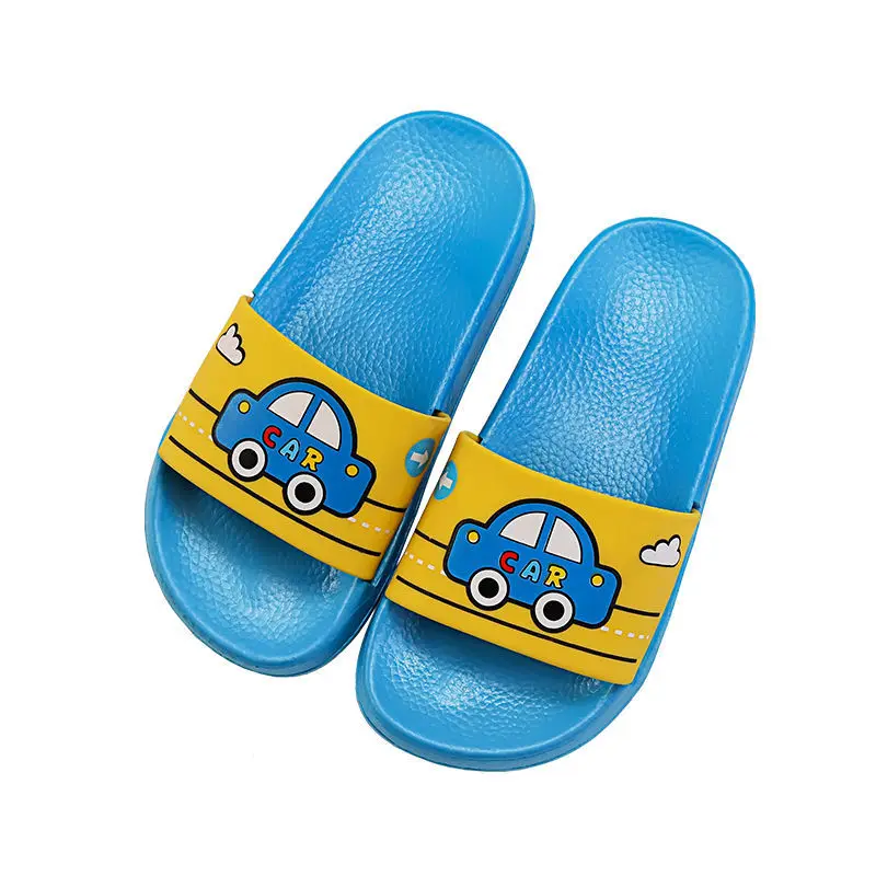 Тапочки детские с мультяшными машинками Нескользящие летние легкие мягкой
