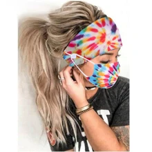 Tie Dye Fabric Yoga Button Headbands Mask For Women Girls Handmade Prints Cotton Elastic Hairbands Turband Hair Accessories (2)