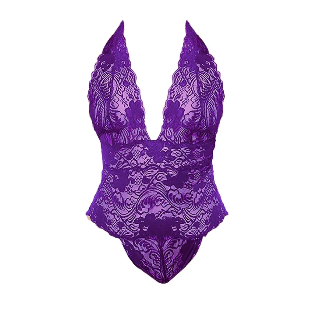 

Women Plus Size Lace Teddy Sleepwear One Piece Sexy Lingerie Backless Sleepwear Christmas Lingerie Set Sexy