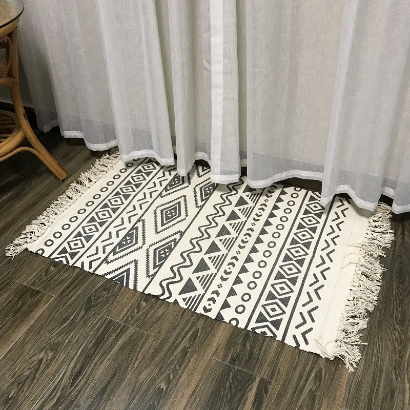 

Soft Cotton Tassel Home Carpet for Living Room Bedroom Child Bedroom Decorate Home Carpet Floor Door Carpets Simple Nordic