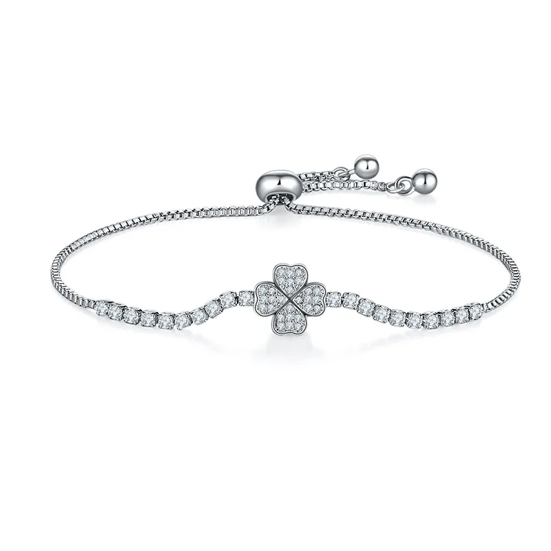 Модная женская ol Белый Кристалл Циркон браслет цветок Гальванизированный