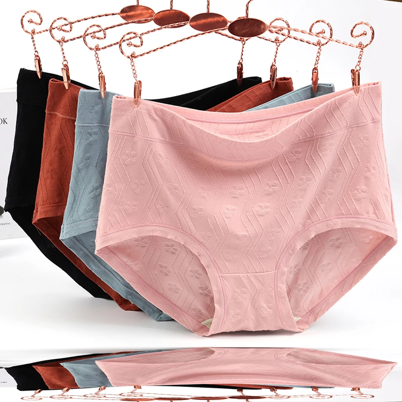 

Big Size High Waist Women Modal Panties Good Embroidery Cotton Breathable Briefs Lady's Underwear Underpants Intimates M-2XL