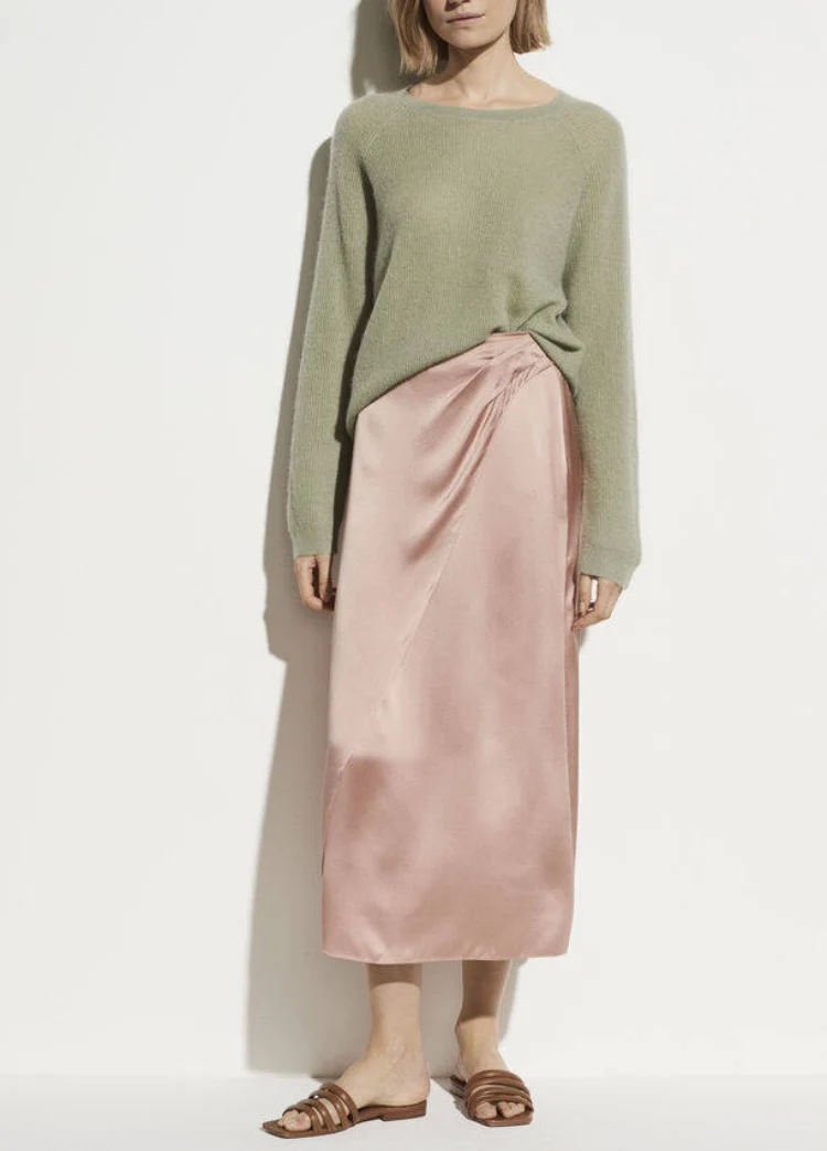 Высококачественные атласные шелковые зеленые розовые женские юбки|Женские юбки|