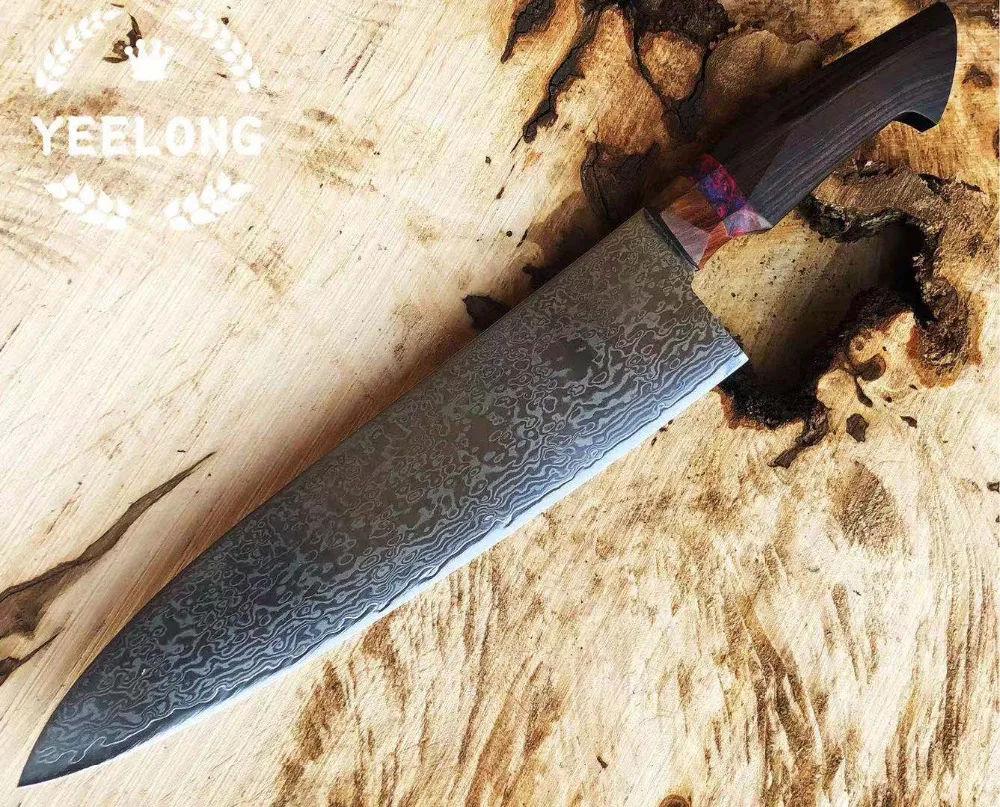 Дамасский нож шеф-повара, японский кухонный нож Gyuto, инструмент для приготовления мяса vg10, ядро из нержавеющей стали со стабилизированной деревянной ручкой