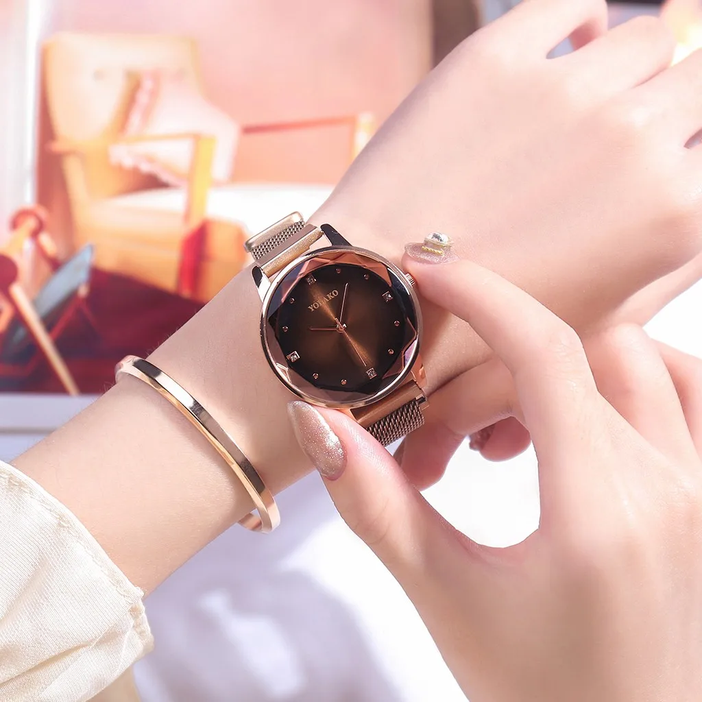 

2020 relogio masculino watches women Sleek Minimalist Calendar Stainless Steel Mesh Belt Women's Quartz Watch A50