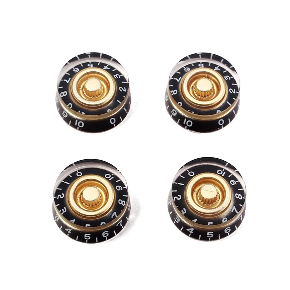 

4pcs Black Gold Control Knob Acrylic Knob with White Word for Electric Guitar
