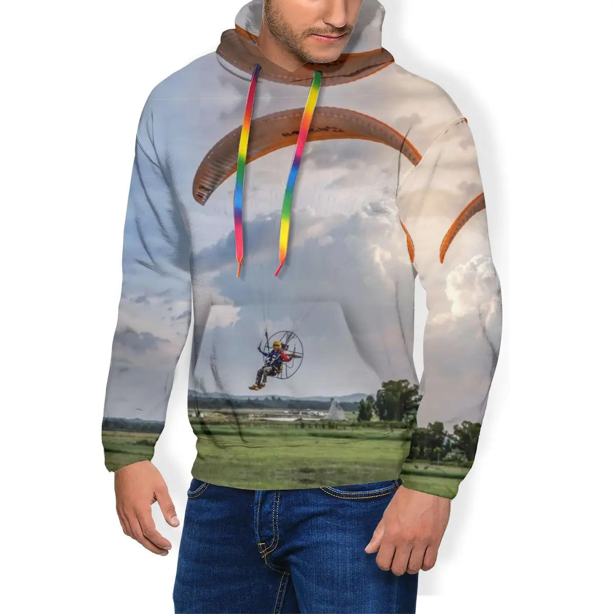 Paramotor Толстовка толстовки свободные полиэстер пуловер длинная длина осень