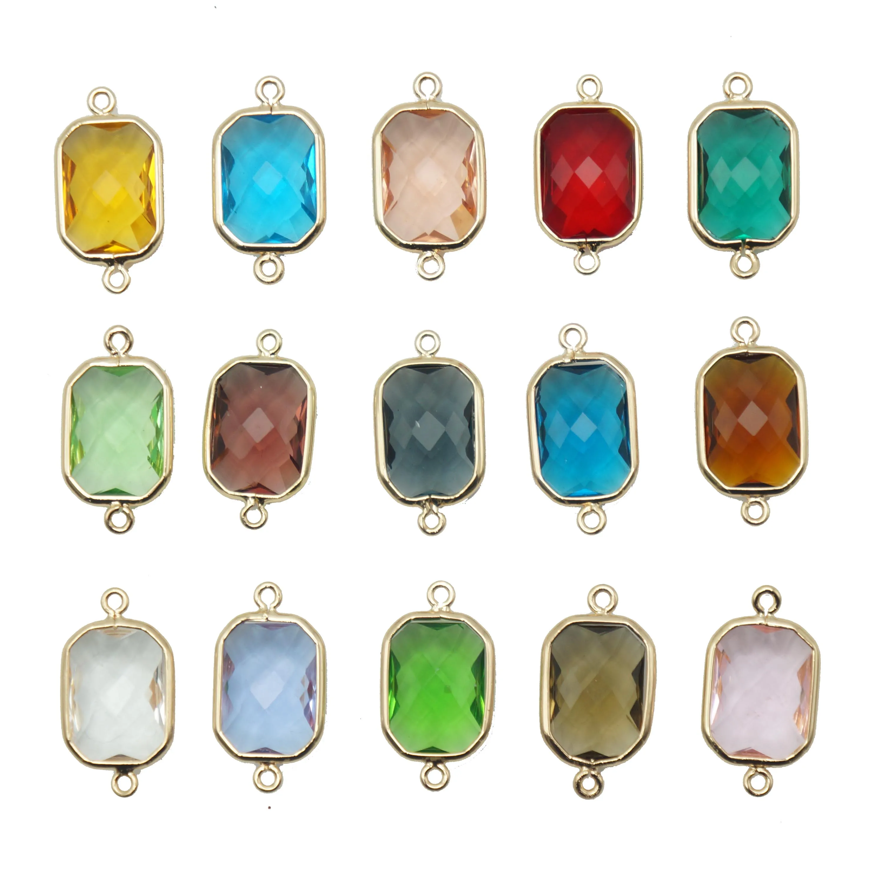 Очаровательный прямоугольный Соединитель с двумя отверстиями хрустальный