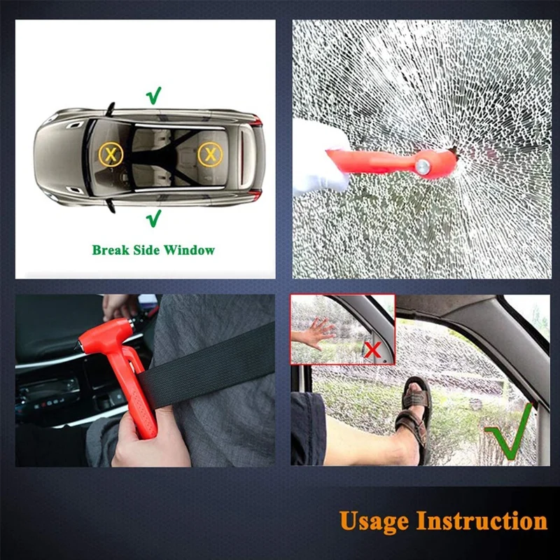 

Car Safety Hammer Glass Breaker with Seat Belt Cutter Emergency Escape Rescue Tool Hammer Three in One Heavy Duty