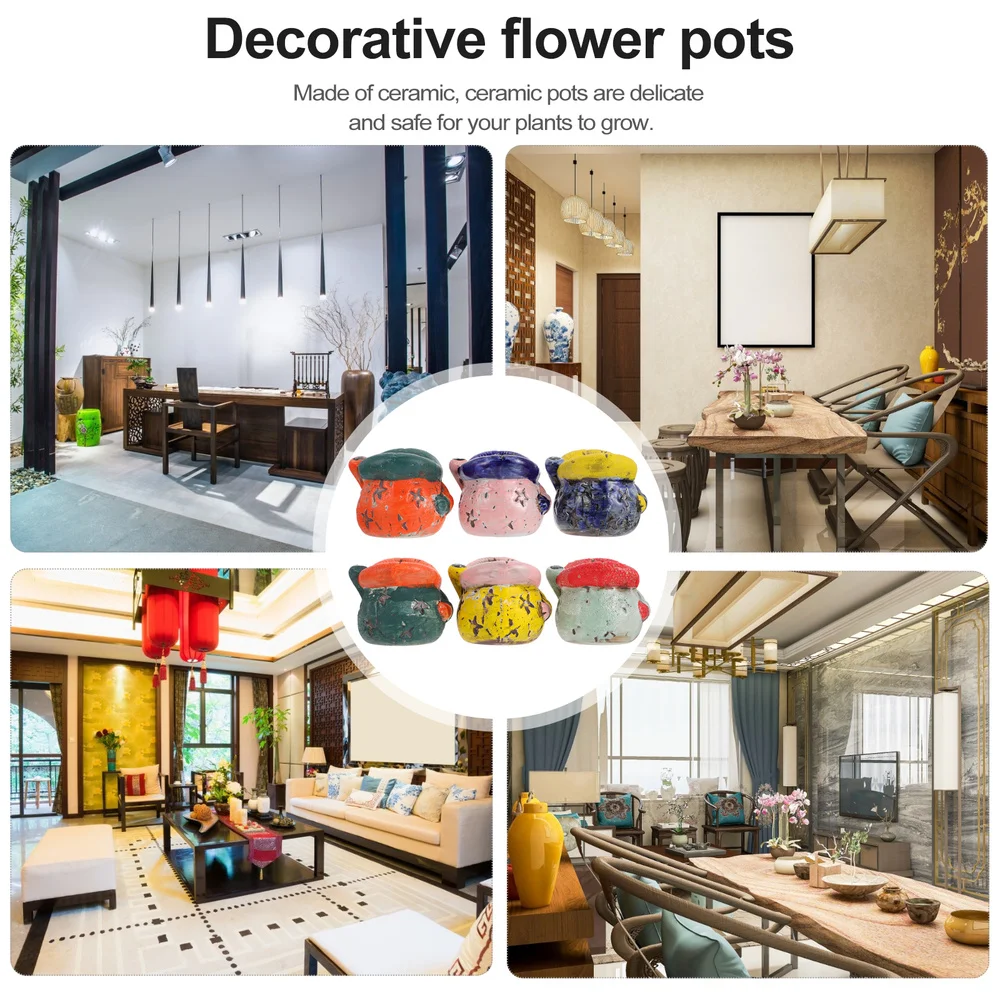 

6PCS Small Mouth Flowerpot Breathable Succulent Flower Pot (Mixed Style)