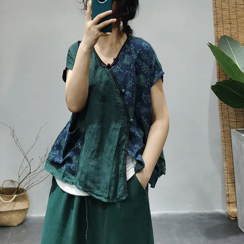 Для женщин в китайском этническом Ретро Cheongsam топы Ципао рубашки льняные