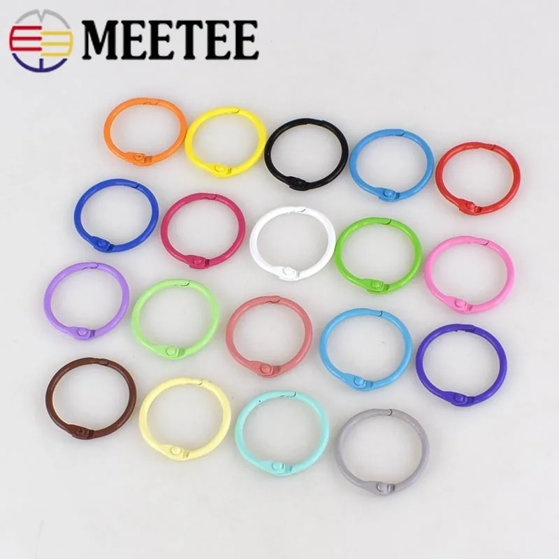 

Meetee 30pcs 30/45mm Colorful Metal Key Open O Ring Buckles DIY Handmade Purse Garment Book Opening Loose Leaf Accessories AP431