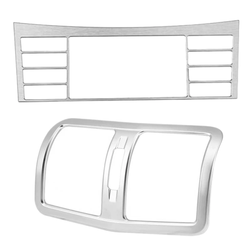 

2 Pcs Car Back Rear Air Conditioner Outlet Vent Frame Cover Trim, ABS & Metal
