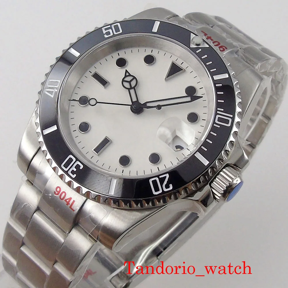 

40mm White Dial NH35 MIYOTA PT5000 8215 Automatic Men Bliger Top Brand Watch Sapphire Glass Unidirectional Bezel Oyster Bracelet