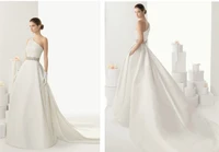 free shipping vestido de noiva 2015 new fashion vestidos one shoulder detachable train crystal sashes bridal gown wedding dress