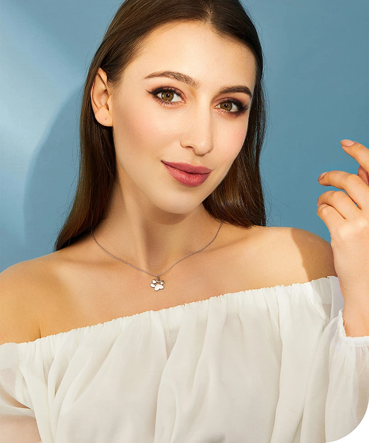 

925 Sterling Silver Necklace For Women Cute Animal Footprints Paw Pendant Necklaces Hot Sale Fine Silver Jewelry Gift