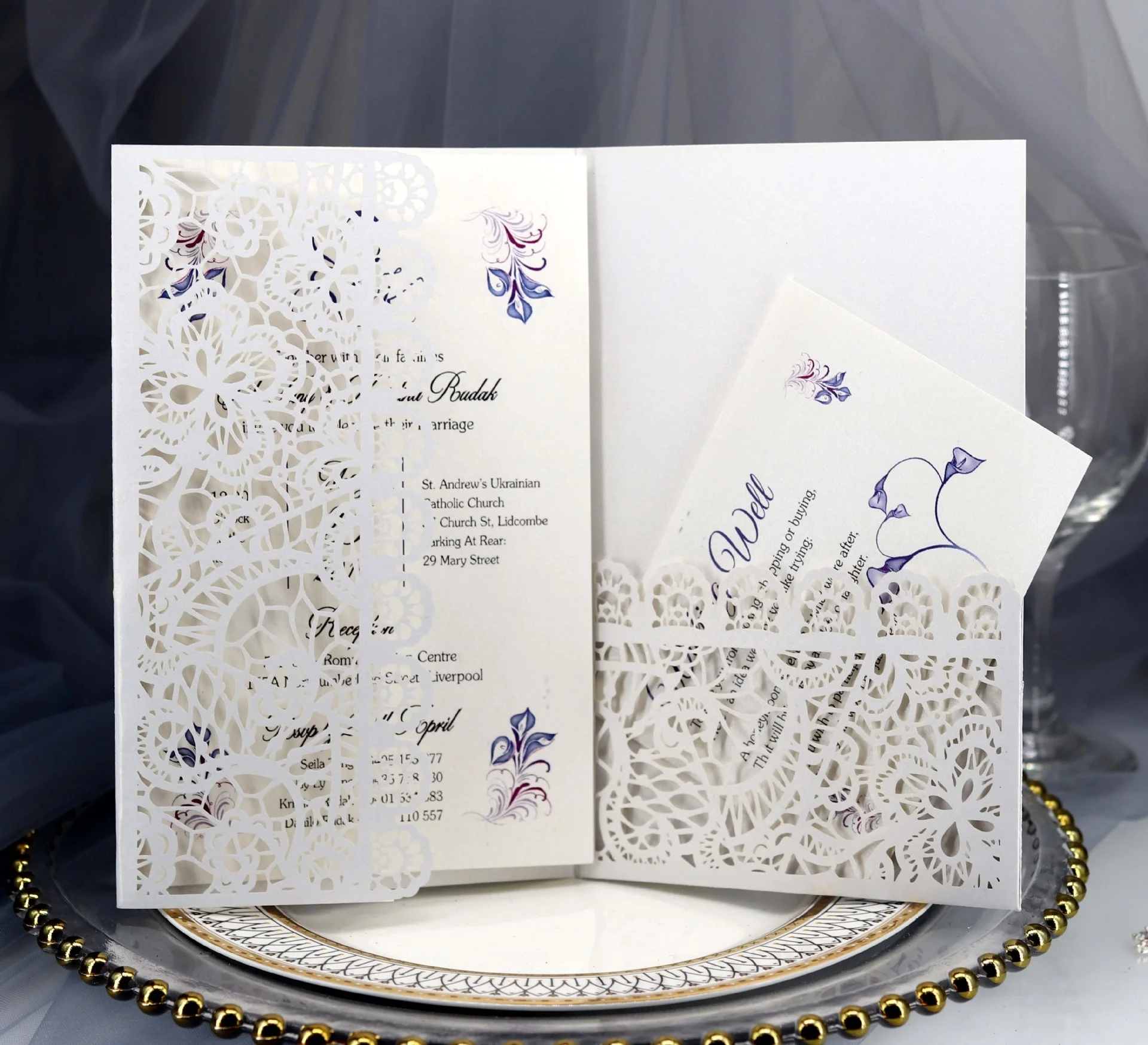 10pcs Laser Cut Wedding Invitation Lace Greeting Card Customization And RSVP Ribbon Party Supplies | Дом и сад