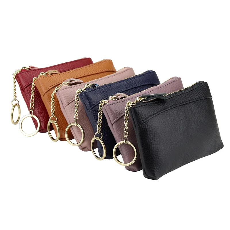 

women Korean version mini coin purse female first layer leather zipper bag new multi-function wallet short key bag coin purse