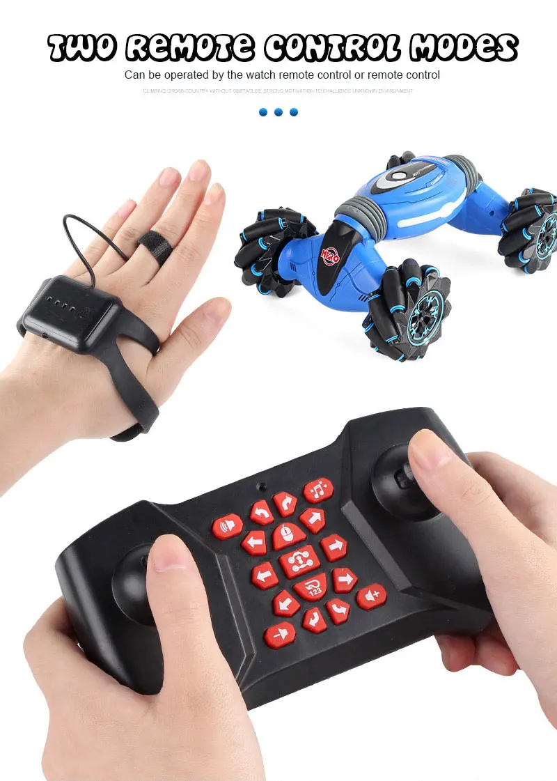 Remote Control Stunt Car Gesture Induction Twisting Off-Road Vehicle Light Music Drift Dancing Side Driving RC Toy Gift for Kids