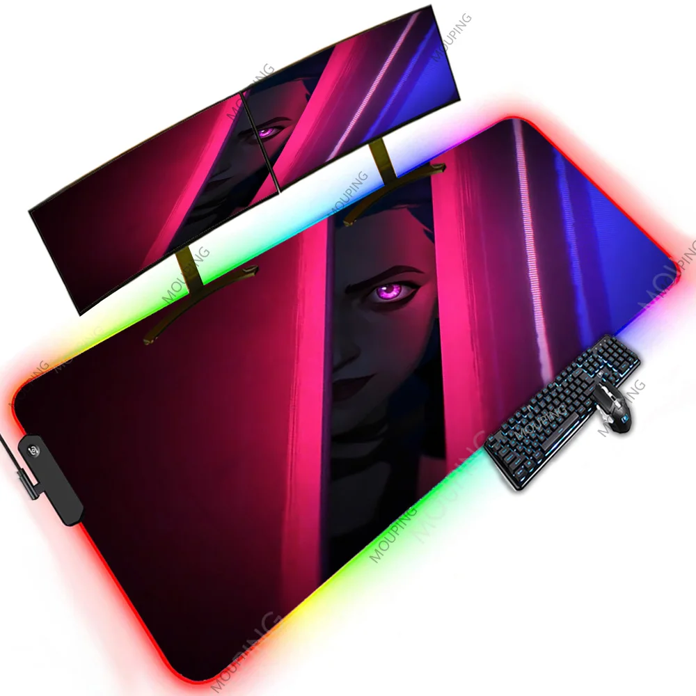 

RGB коврик для мыши 1200x600 Jinx League of Legends Arcane, аксессуары для игровой комнаты, светодиодный коврик для мыши Xxxl, игровой коврик 1000x500 для Lol