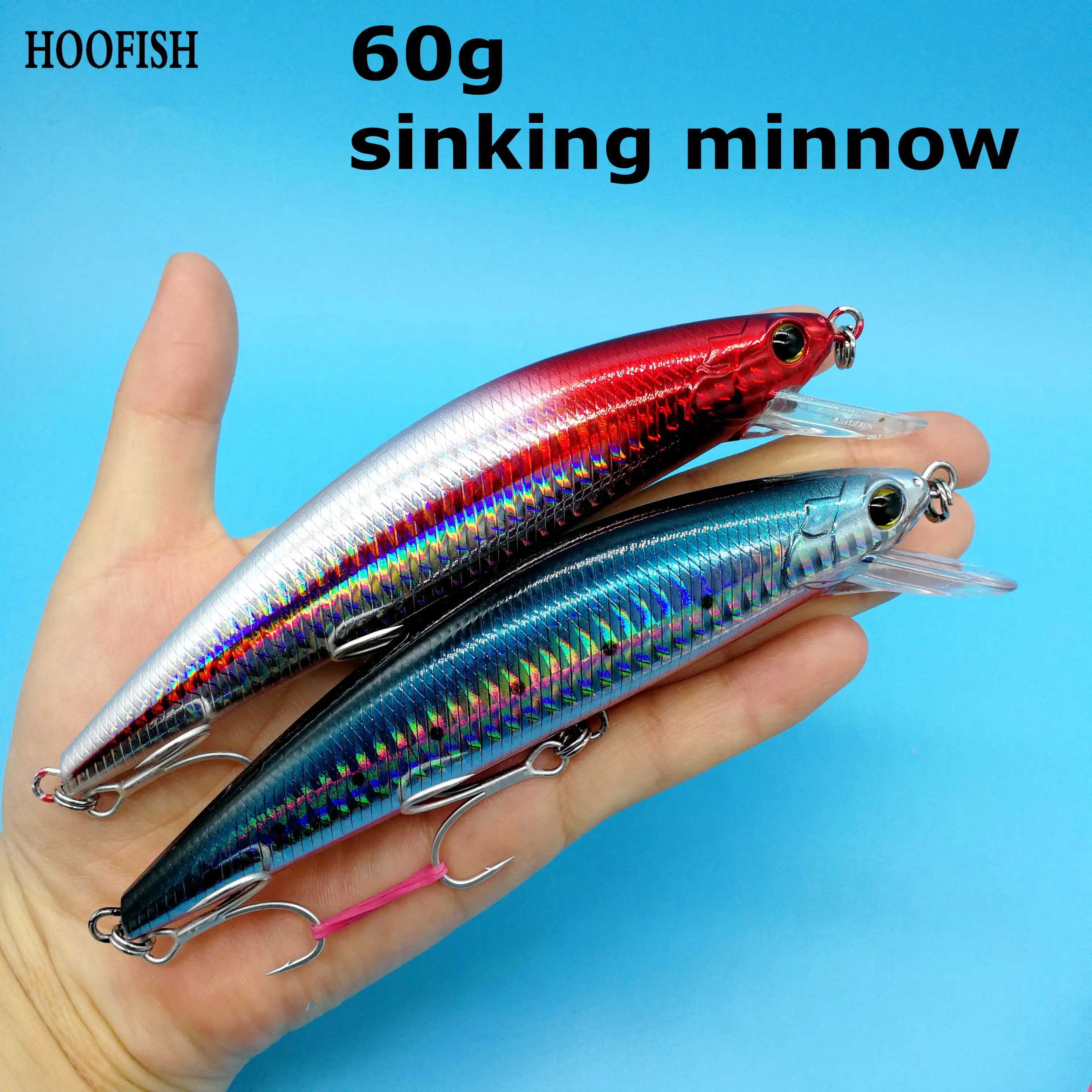 HOOFISH 2 шт./лот 60 г/80 гр. погружная блесна рыболовные приманки 140 мм/150 мм 3D глаза бас
