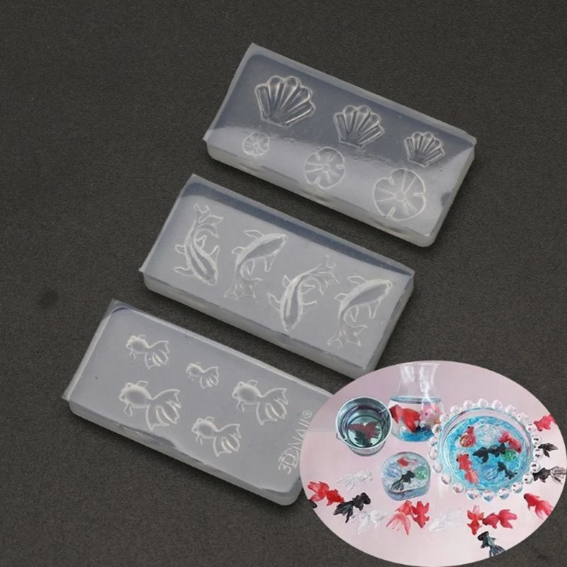 

10 Styles Small Goldfish Leaf Mold Snowflake Moon Star Sun Pendant Resin Molds