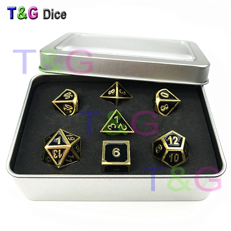 2017 Новый DnD 7 шт./компл. креативные многогранные металлические игральные кости Dado
