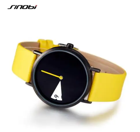 Женские часы креативные наручные женские с желтым кожаным ремешком Montres Femme Reloj