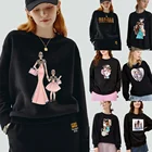 Женская Осенняя Толстовка с длинным рукавом, повседневный теплый пуловер, Черный свитшот с принтом для мам, мягкая толстовка из полиэстера с круглым вырезом