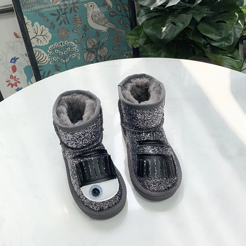 Dolakids/Плюшевые ботинки с рисунком для малышей Модные детские зимние Обувь