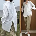 Женская Асимметричная блузка Celmia, Повседневная Свободная блузка с длинным рукавом, разрезом и пуговицами, 5XL, 2020