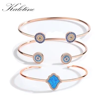 kaletine 925 sterling silver evil eye bracelets for women luck bangles hamsa hand moon blue eye zircon luxury fine jewelry