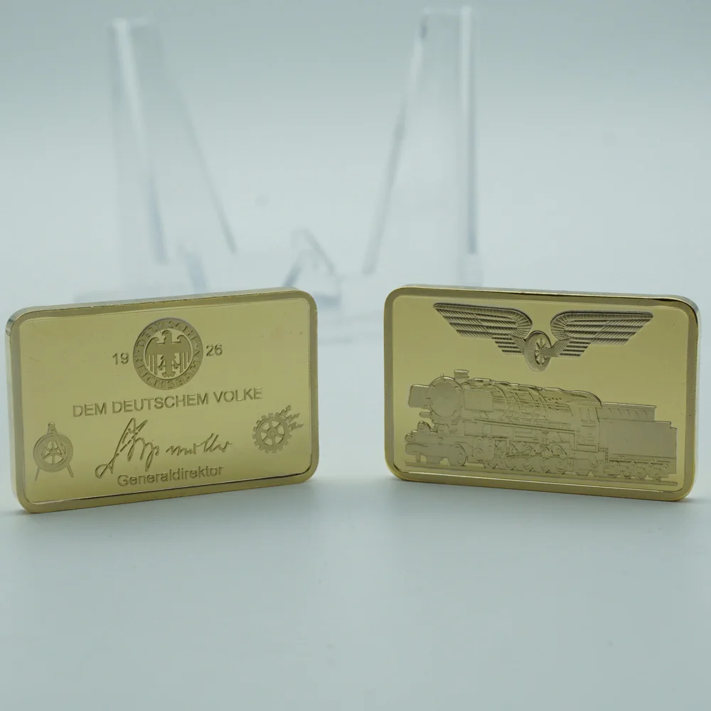 

10Pcs/Lots 1926 German World War II Steam Trains 24ct Gold Plated Bullion Bar Bullion Bar Modern Art Commemorative Coin Collect