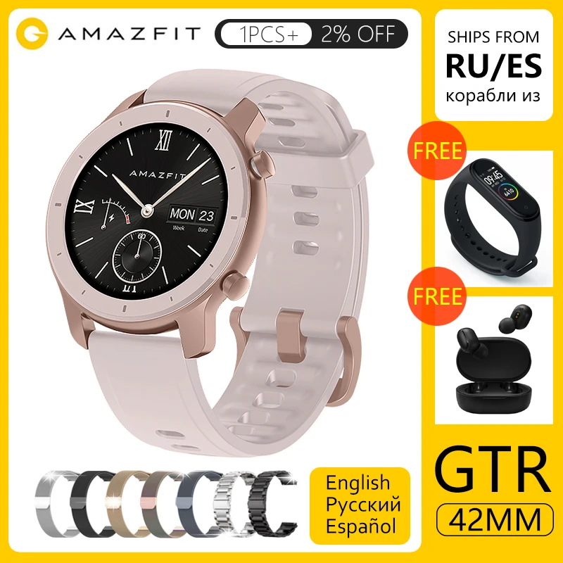[Глобальная версия] AMAZFIT GTR умные часы 42 мм 5 АТМ водонепроницаемые gps ГЛОНАСС Bluetooth монитор сердечного ритма умные часы