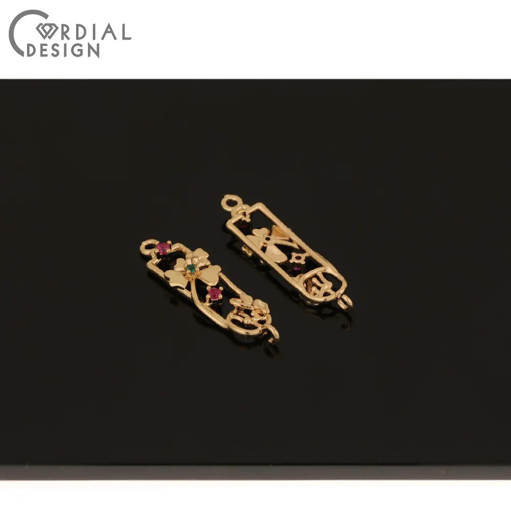 

Cordial Design 100Pcs 8*29MM Jewelry Accessories/Earrings Connectors/DIY Parts/Hand Made/Flower Shape/CZ Charms/Jewelry Findings