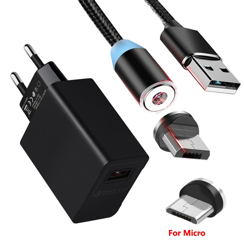 Магнитный кабель Micro USB для телефона OPPO A37 A53 A39 F3 Plus R15 F5 Xiaomi A1 A2 Redmi 4 4A 4X 2.4A быстрая