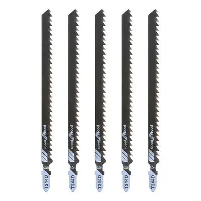 

Jig Saw Blades Set for Wood T Shank 6' L 4mm Pitch HCS T344D Fast Cut PVC 5pcs