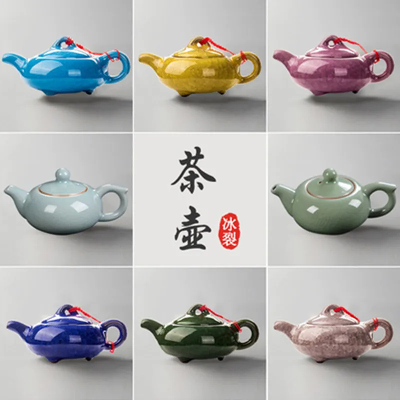 

Ice Cracked Teapot Ceramic Tea Pot Handmade Size 100-250ML Capacity Colorful Glaze Pattern Porcelain Teakettle Tea Accessories