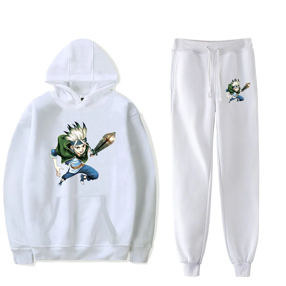 

Anime Dr.STONE Ishigami Senkuu Men's Set Hoodie Pant Two Piece Set Men Tracksuit Sportswear Hooded Track Suits Male Sweatsuit