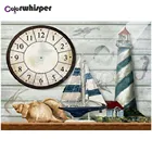 Алмазная живопись полный квадраткруглая дрель 5D часы Маяк парусник алмазная живопись вышивка крестиком кристалл картина Z875