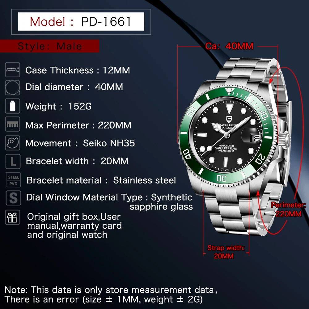 

Pagani Design 2021 New Luxury Fashion Casual Men' Automatic Mechanical Watches Sapphire Stainless Steel Waterproof Clock Relogio