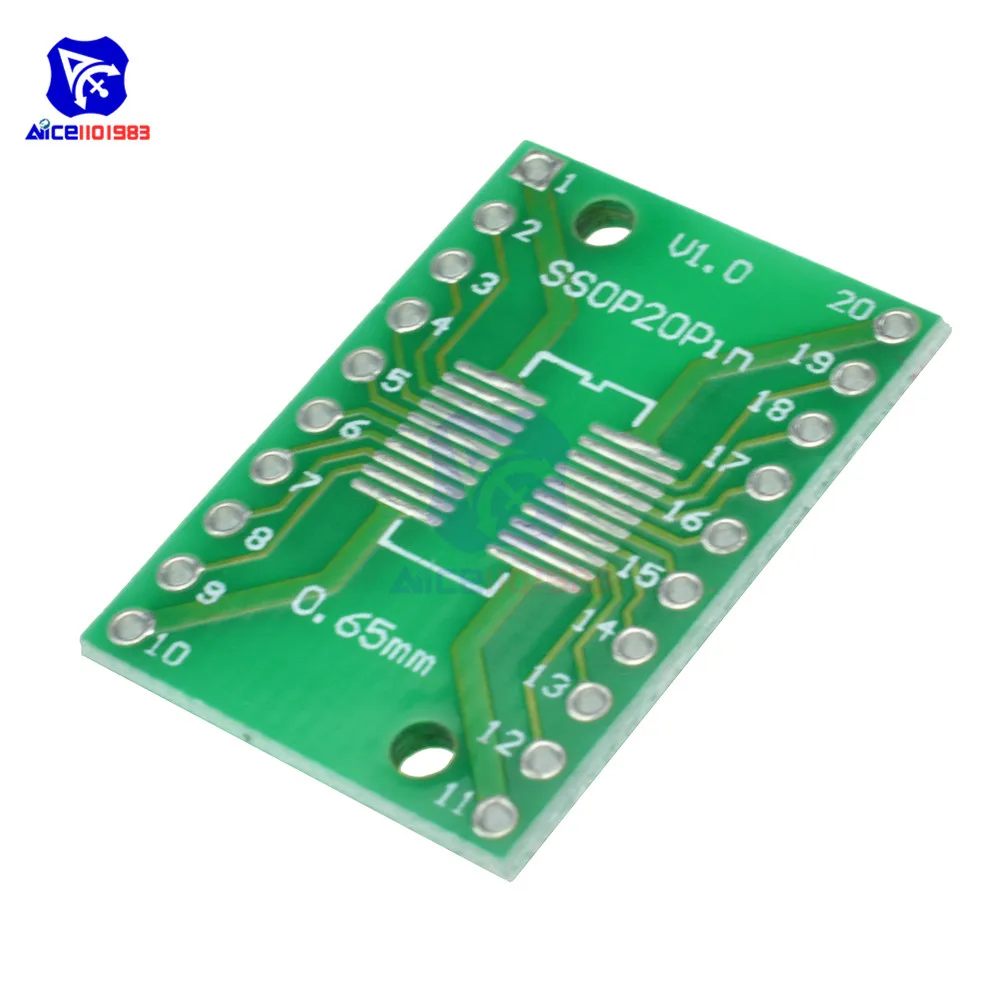 diymore 10PCS/Lot SOP20 SSOP20 TSSOP20 to DIP20 Pitch 0.65/1.27mm IC Adapter Converter PCB Board | Электронные компоненты и