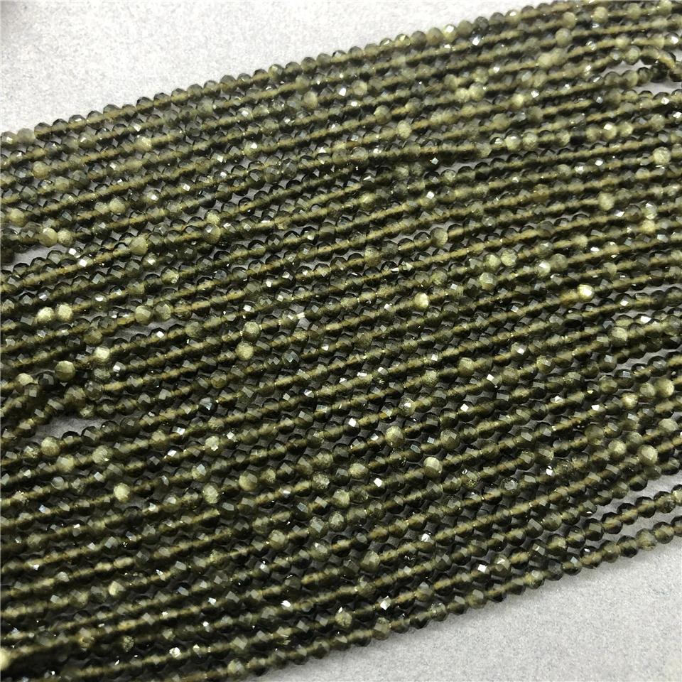 Золотистый обсидиан 2/3/4 мм маленькая фотоблестящая огранка сделай сам - купить по