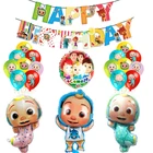 Cocomelon воздушные шары, украшение для семейной вечеринки, дня рождения, баннер, розовый, синий, для будущей мамы, для мальчиков и девочек, товары для вечеринки фольга, латекс, набор воздушных шаров