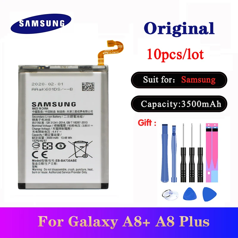 

10pcs/lot EB-BA730ABE Orginal Battery For Samsung Galaxy A8+ A8 Plus 2018 SM-A730F A730F/DS Phone Batteries With Tools 3500mAh